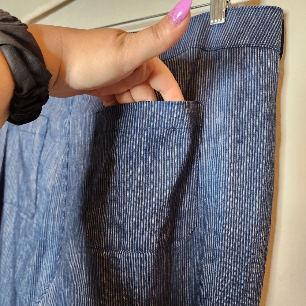 NYDJ Linen Blend Blue Stripe Pants Lift×Tuck Women's Size 16 - Picture 10 of 16